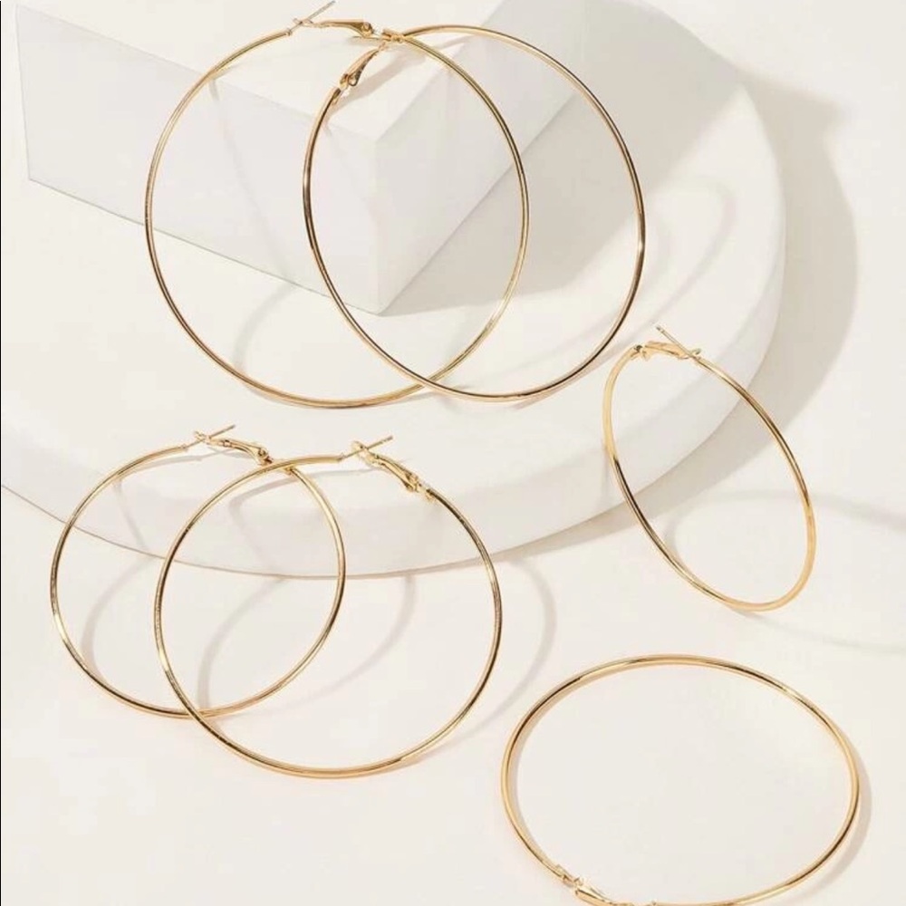New Mixed Size Hoop Earrings Set 3pairs - Picture 1 of 2